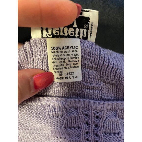 Vintage 90s Keneth Too Purple Short Sleeved Pullover Sweater Sz M - Picture 9 of 9